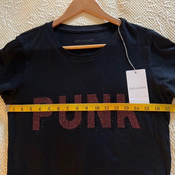 Zadig & Voltaire 3 D PUNK Embellished Tee Shirt in Noir, Size M, NWT - Picture 12 of 13
